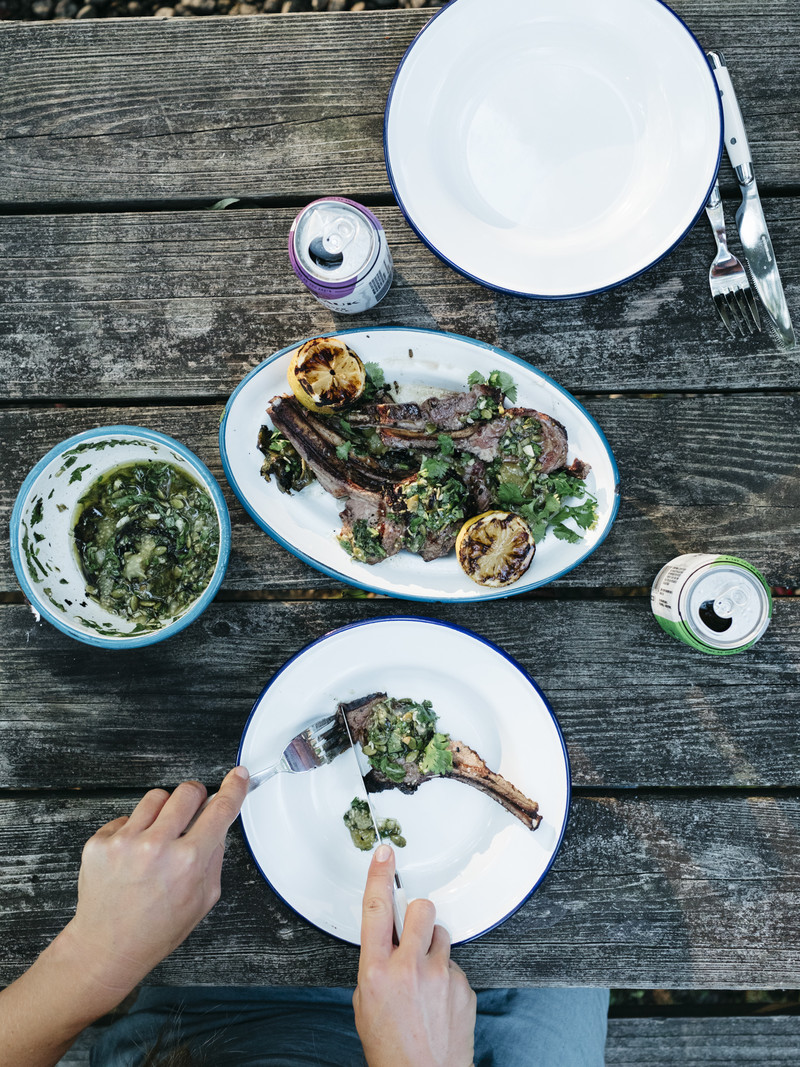 Lamb with Summer Tomatillo Mint Sauce