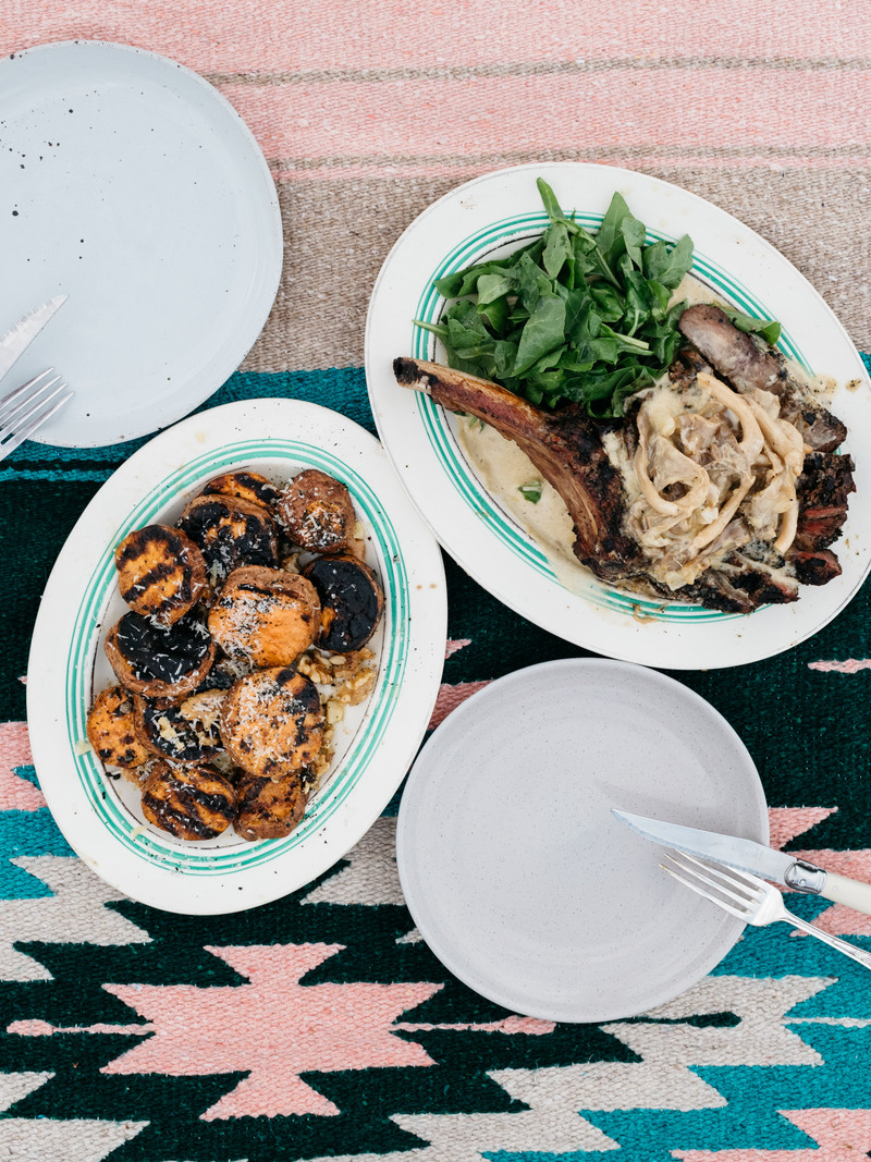 <h1>Mustard Tomahawk Steak with Mushrooms</h1>