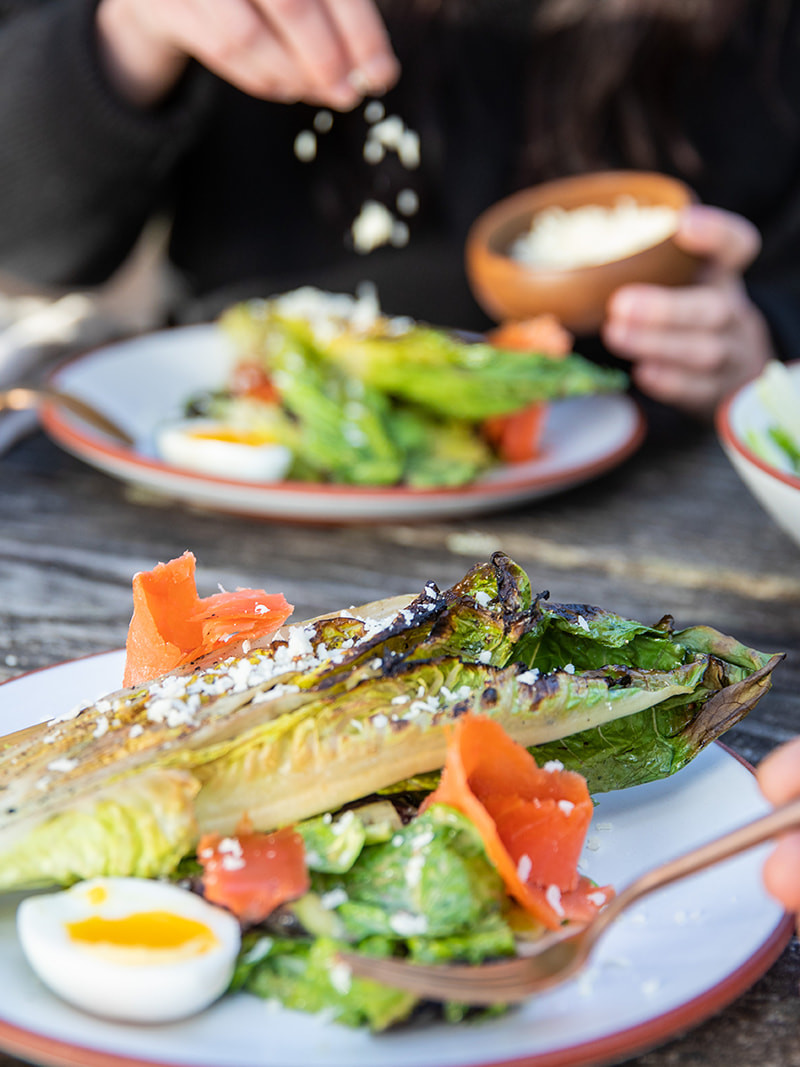 <h1>Caesar Salad with Grilled Asparagus, Soft-Boiled Egg and Lox</h1>
